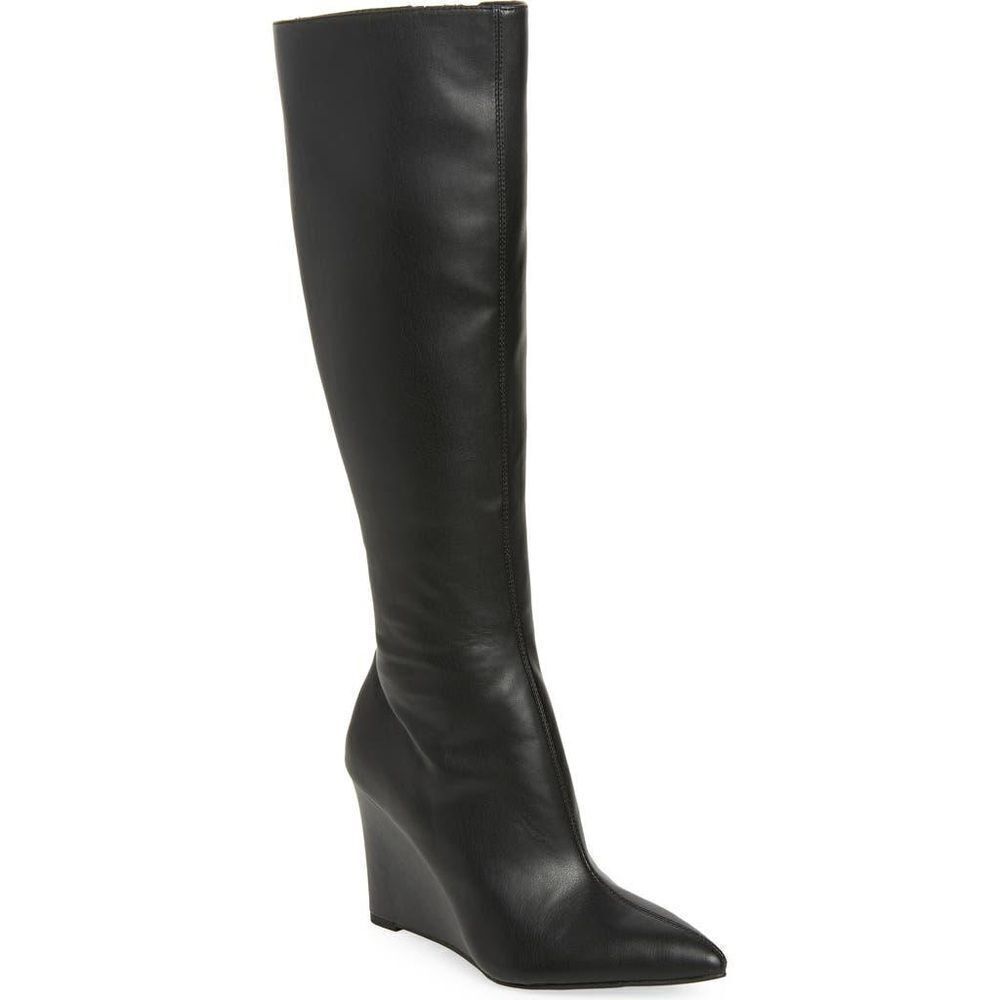 Open Edit Kami Pointed Toe Over the Knee Boot Black, 8